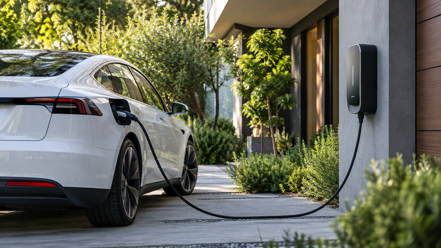 Şarj istasyonuna bağlı elektrikli araç; temsili görsel